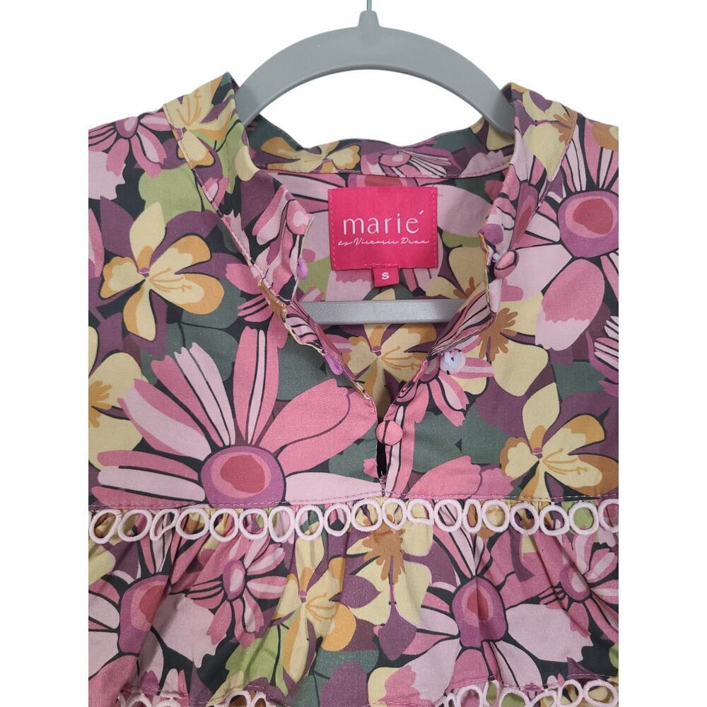 MARIE BY VICTORIA DUNN Elle Teaberry Blouse in Pink/Purple Size Small - Picture 2 of 6